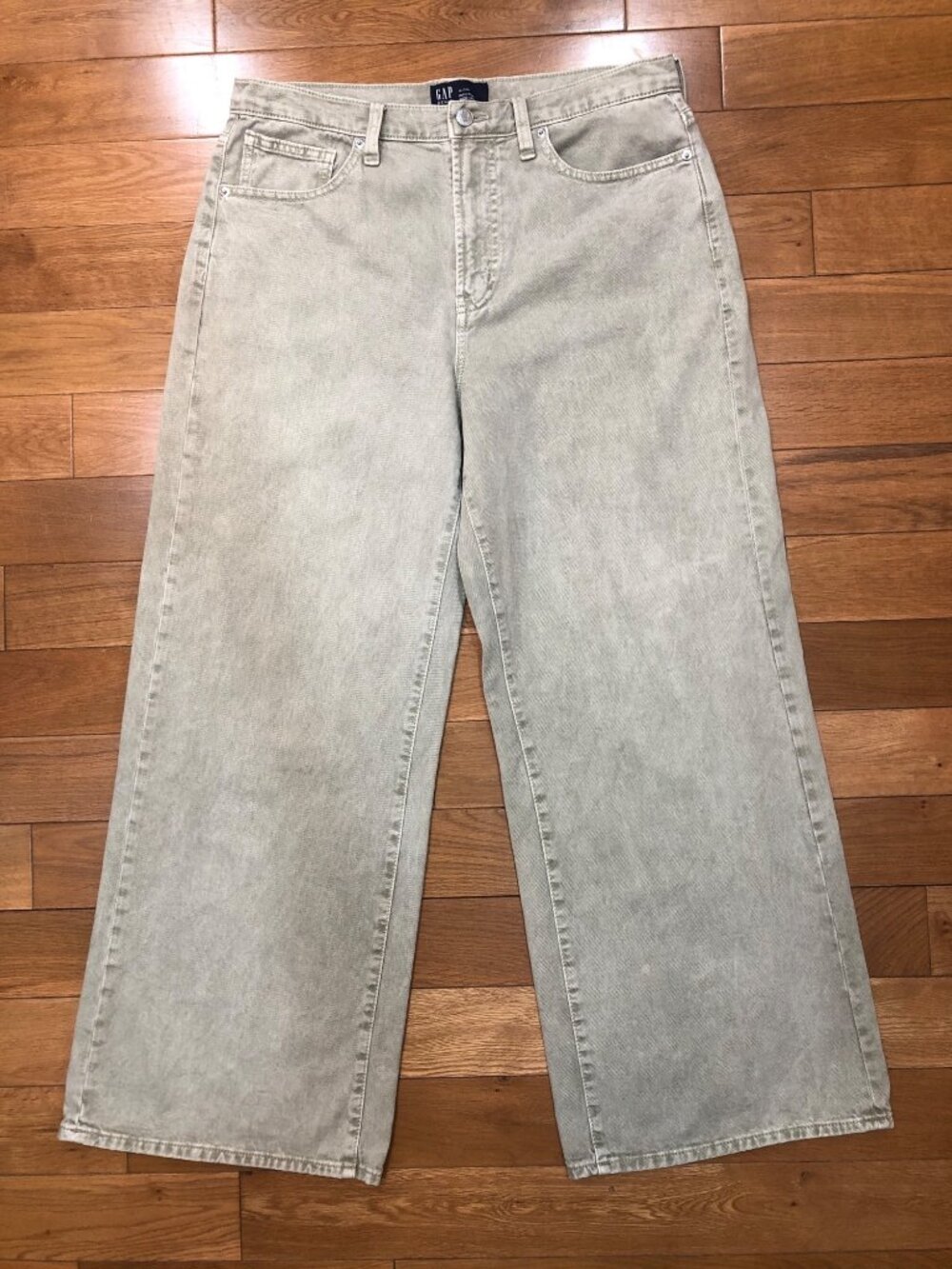GAP High Rise Wide Leg Jeans Faded Gray Size 12 100% Cotton Gorpcore Minimalist